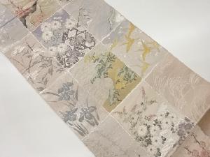 四季草花図織出し袋帯